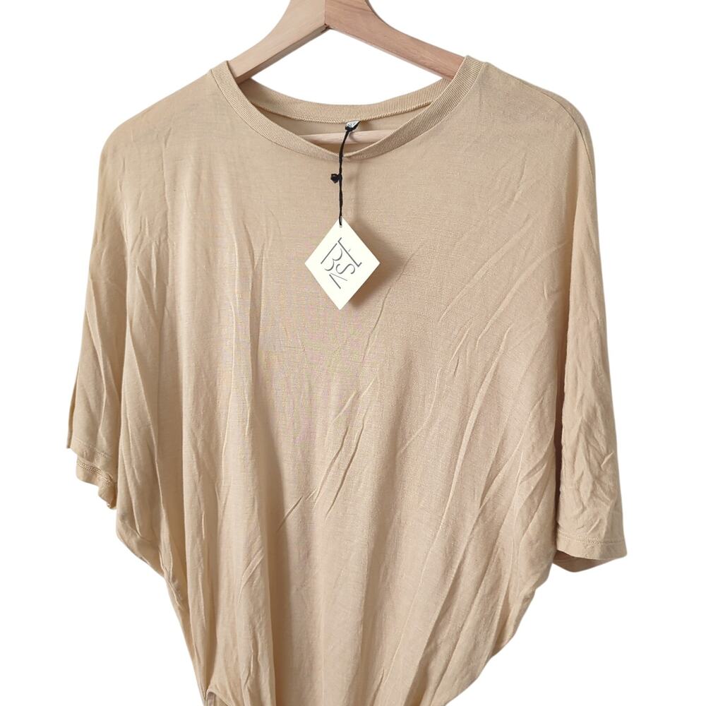 NWT‎ Baserange Bamboo Top Bodysuit Oversize Womens XS Dolman Beige $156